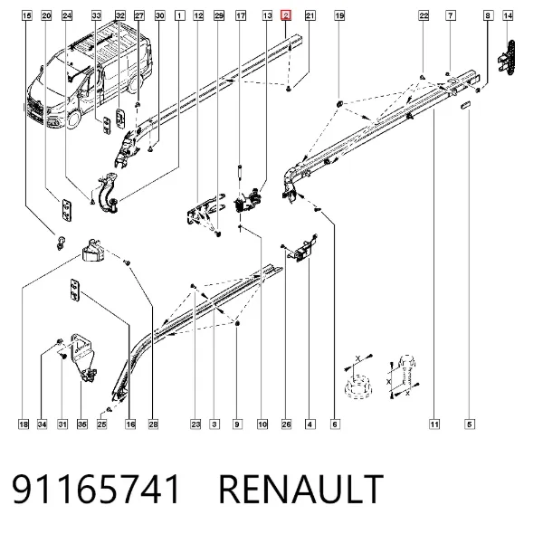 Carril guía superior derecho de puerta corrediza 91165741 Renault (RVI)