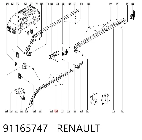 Carril guía inferior derecho de puerta corrediza 91165747 Renault (RVI)