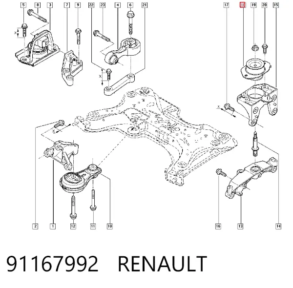 Soporte izquierdo del motor 91167992 Renault (RVI)