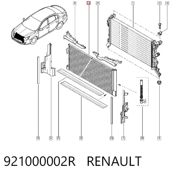 Condensador aire acondicionado 921000002R Renault (RVI)