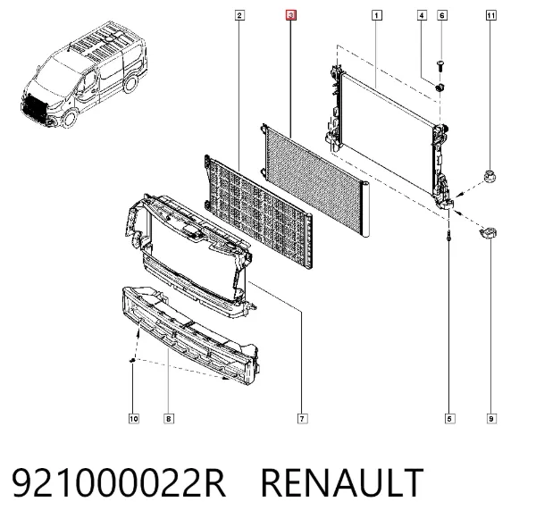 Condensador aire acondicionado 921000022R Renault (RVI)