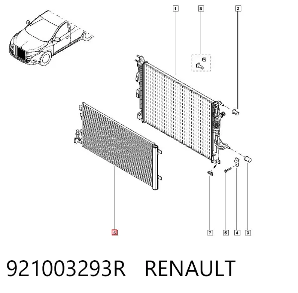 Condensador aire acondicionado 921003293R Renault (RVI)