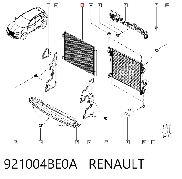 Condensador aire acondicionado 921004BE0A Renault (RVI)