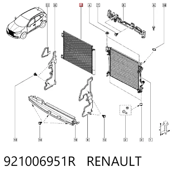 Condensador aire acondicionado 921006951R Renault (RVI)