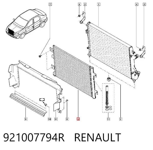 Condensador aire acondicionado 921007794R Renault (RVI)