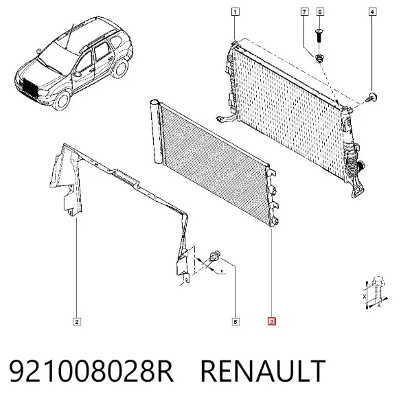 Condensador aire acondicionado 921008028R Renault (RVI)