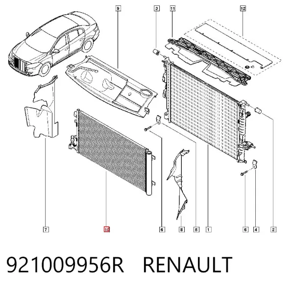 Condensador aire acondicionado 921009956R Renault (RVI)