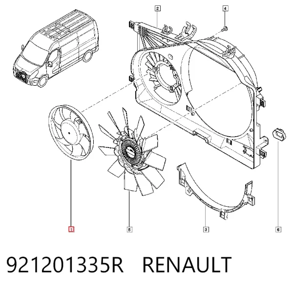 Ventilador de refrigeración completo derecho (motor y hélice) 921201335R Renault (RVI)