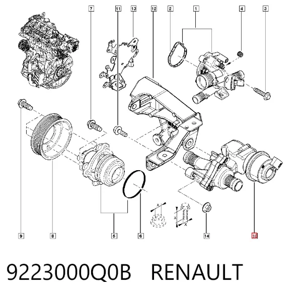 Válvula de control de líquido refrigerante 9223000Q0B Renault (RVI)