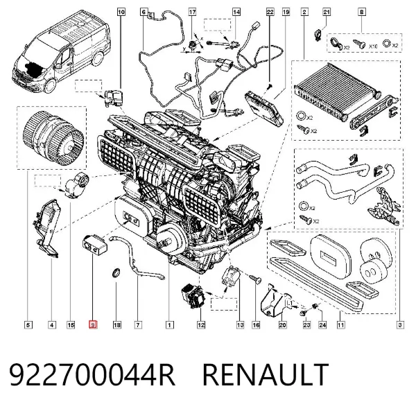 Válvula TRV del aire acondicionado 922700044R Renault (RVI)