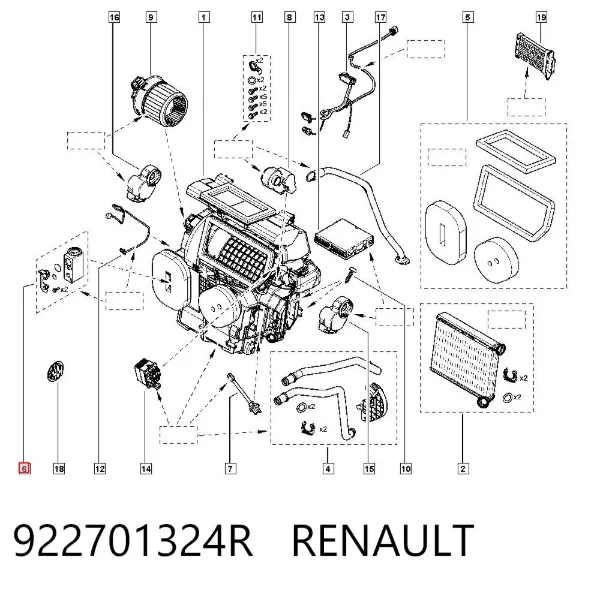 Válvula TRV del aire acondicionado 922701324R Renault (RVI)