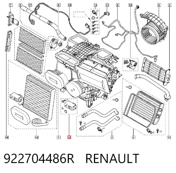 Válvula TRV del aire acondicionado 922704486R Renault (RVI)