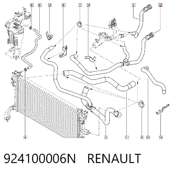 Manguera radiador 924100006N Renault (RVI)