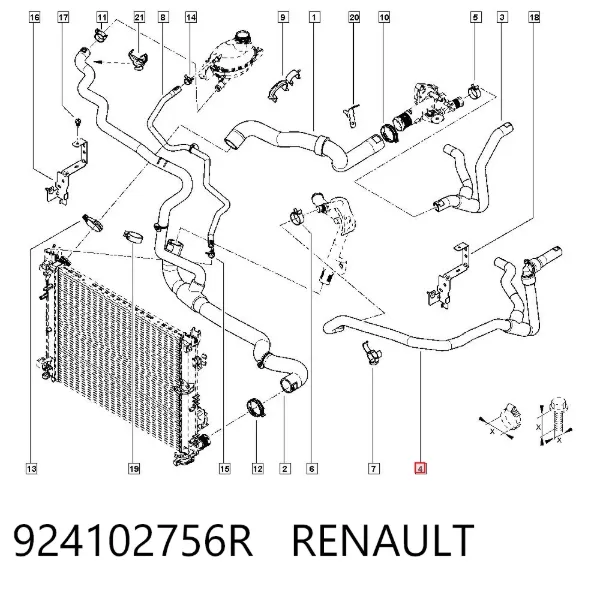 Manguera de calefacción, entrada 924102756R Renault (RVI)