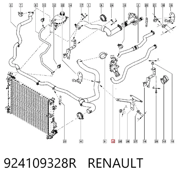 Manguera de calefacción, retorno 924109328R Renault (RVI)