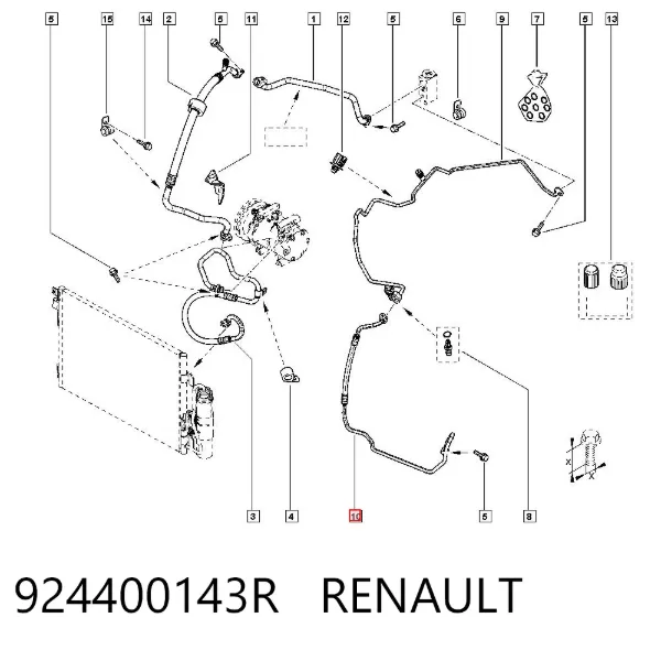 Manguera de aire acondicionado de condensador a evaporador 924400143R Renault (RVI)