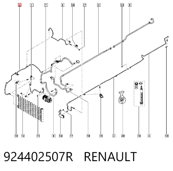Manguera de aire acondicionado de radiador al deshidratador 924402507R Renault (RVI)