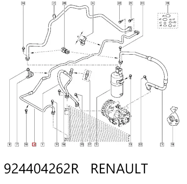 Manguera de aire acondicionado de condensador a evaporador 924404262R Renault (RVI)