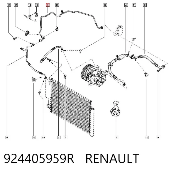 Manguera de aire acondicionado de condensador a evaporador 924405959R Renault (RVI)