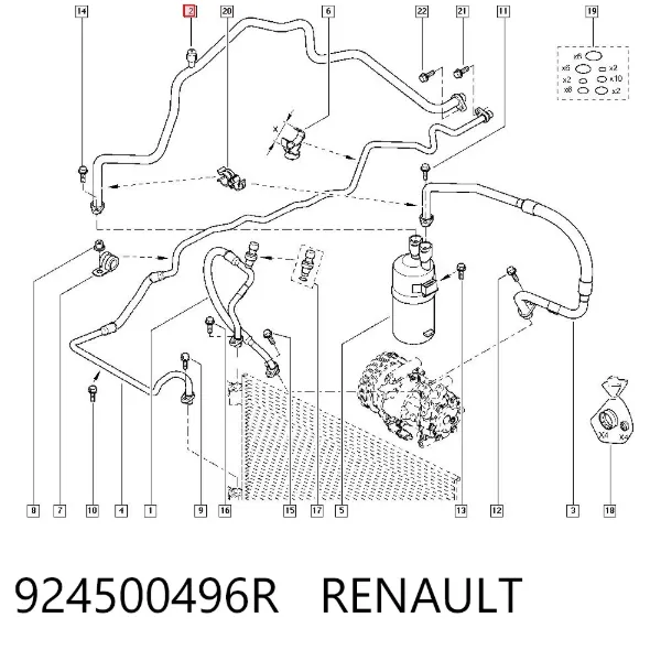 Manguera de aire acondicionado, del deshumidificador al evaporador 924500496R Renault (RVI)