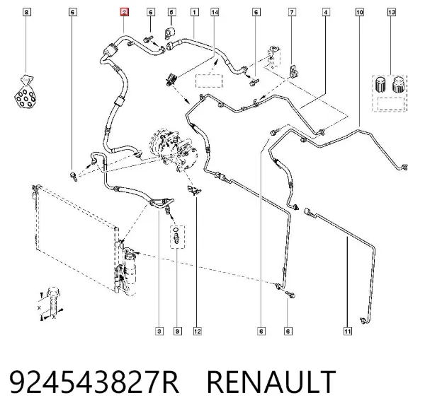 Manguera de aire acondicionado de evaporador al compresor 924543827R Renault (RVI)