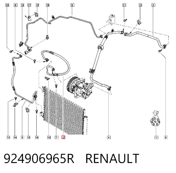 Manguera de aire acondicionado de compresor al condensador 924906965R Renault (RVI)
