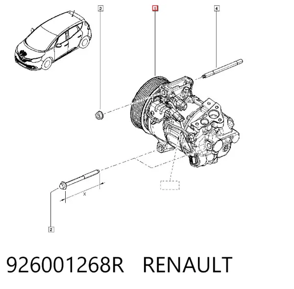 Compresor de aire acondicionado 926001268R Renault (RVI)