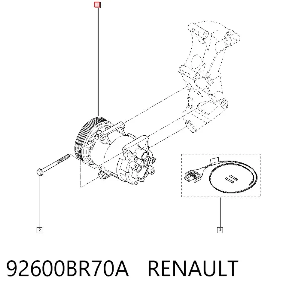 Compresor de aire acondicionado 92600BR70A Renault (RVI)
