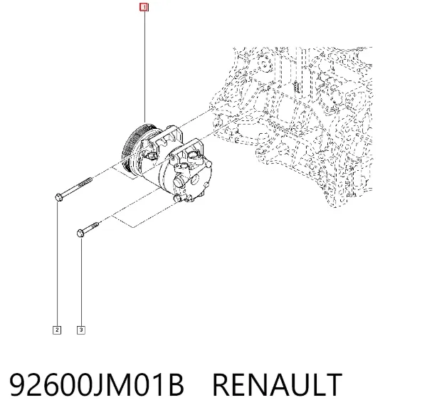 Compresor de aire acondicionado 92600JM01B Renault (RVI)