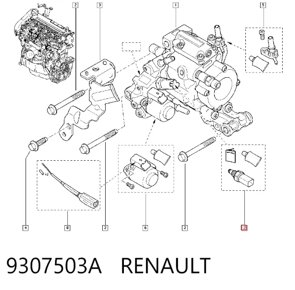 Sensor de temperatura 9307503A Renault (RVI)