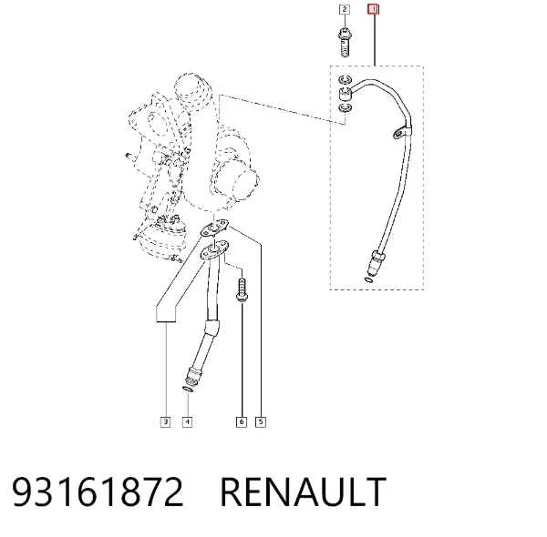Tubo de suministro de aceite a la turbina 93161872 Renault (RVI)