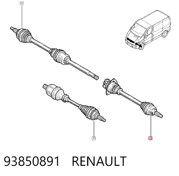 Semieje delantero izquierdo 93850891 Renault (RVI)