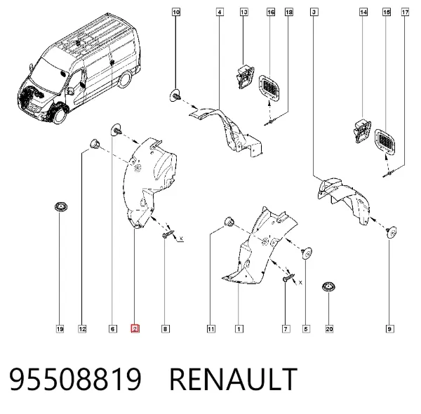 Guardalodos interior delantero derecho 95508819 Renault (RVI)