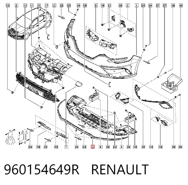 Alerón delantero 960154649R Renault (RVI)