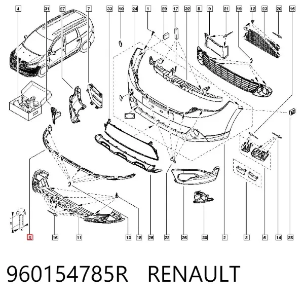 Alerón delantero 960154785R Renault (RVI)