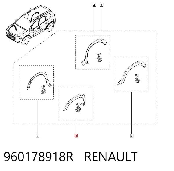Extensión del paso de rueda delantero, juego 960178918R Renault (RVI)
