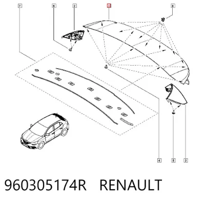 Alerón de tapa de maletero RENAULT 960305174R