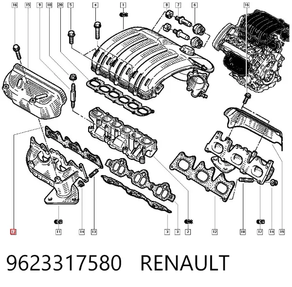 Junta colector escape 9623317580 Renault (RVI)
