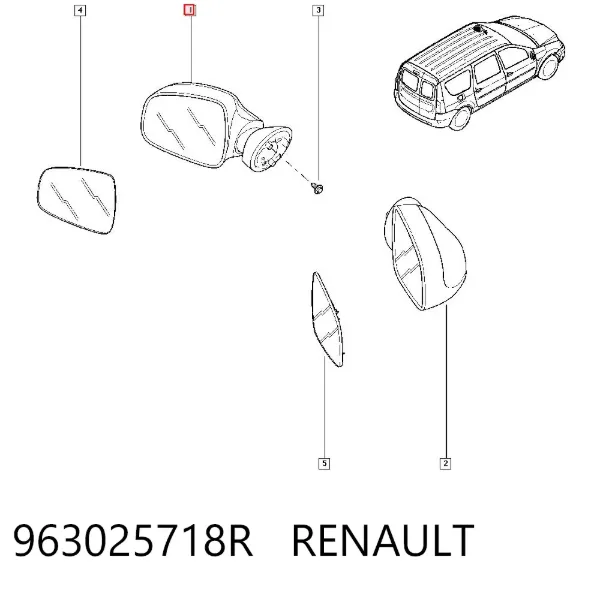 Espejo de retrovisor izquierdo 963025718R Renault (RVI)