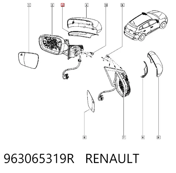 Luz intermitente del espejo retrovisor derecho 963065319R Renault (RVI)
