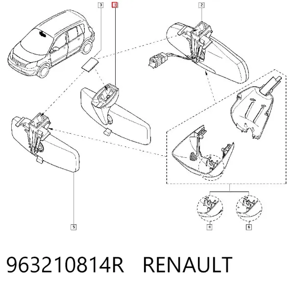 Espejo interior 963210814R Renault (RVI)