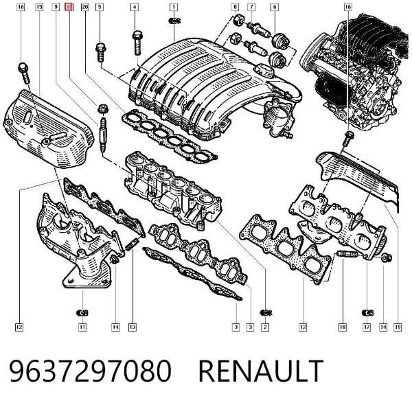 Junta de colector de admisión 9637297080 Renault (RVI)