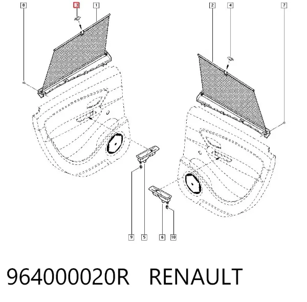Gancho de la cortinilla parasol de la puerta 964000020R Renault (RVI)