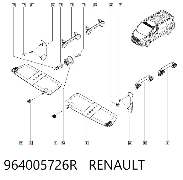 Retenedor de visera parasol 964005726R Renault (RVI)