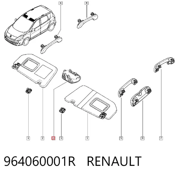 Espejo interior 964060001R Renault (RVI)