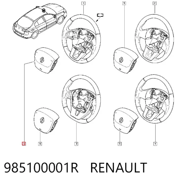 Airbag de volante 985100001R Renault (RVI)