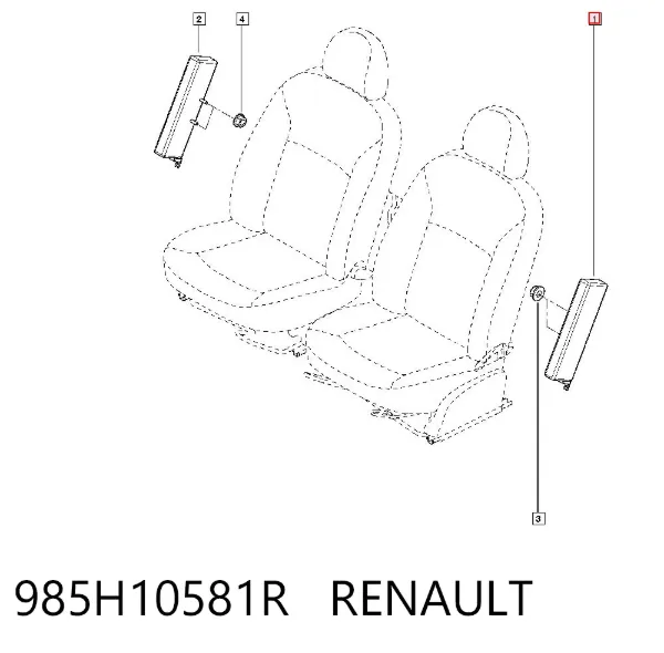 Airbag de respaldo del asiento izquierdo 985H10581R Renault (RVI)