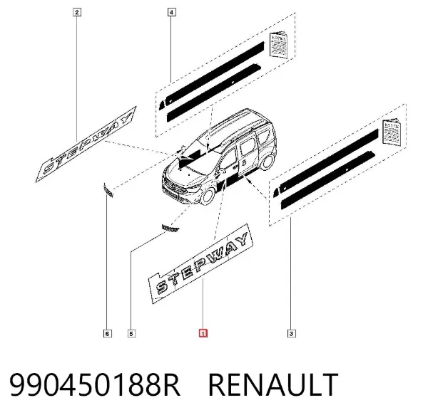 Emblema de puerta delantera 990450188R Renault (RVI)