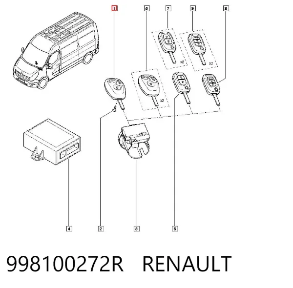Llave de encendido 998100272R Renault (RVI)