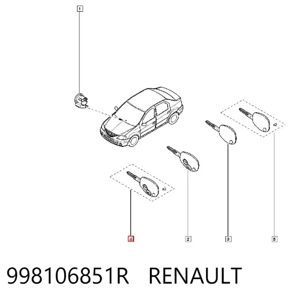Inmovilizador en la llave 998106851R Renault (RVI)